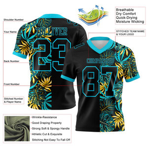 Camiseta de Fútbol Americano Personalizada con Diseño de Atardecer Tropical, Cuello en V, Manga Corta, Impresión Sublimada, Transpirable, para Hombre, Ropa Deportiva para Adultos - Product Image 5