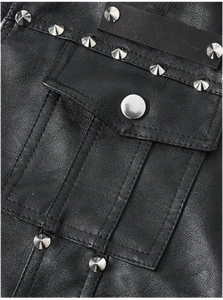 Gilet en cuir PU clouté pour homme, anti-plis, séchage rapide, avec strass et rivets, sans manches, coupe ajustée, style motard, pour soirée et hiver - Product Image 5