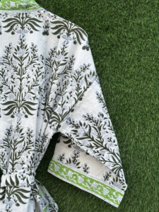 Kimono de Algodón con Estampado Floral Boho para Mujer, Hecho a Mano, con Cuello en V y Manga Larga, para Primavera/Verano, Playa o Piscina - Product Image 4