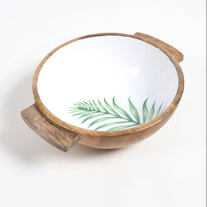 Bol de service en bois émaillé au design moderne, bol à salade en bois émaillé, bol en bois de manguier, bol en bois d'acacia à prix très raisonnable - Product Image 1