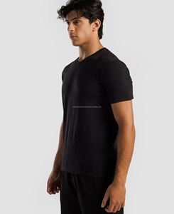 T-shirt de sport pour homme, design unique, 100% coton respirant, coupe ajustée, col en V, manches courtes, effet délavé, logo personnalisé, prix bas, meilleur MOQ - Product Image 2