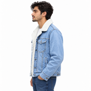 Chaqueta de Mezclilla Unisex con Forro de Sherpa, 100% Algodón, Cálida y Transpirable para Invierno, con Bolsillos, Estilo Casual, Corte Regular, Ropa Urbana - Product Image 2