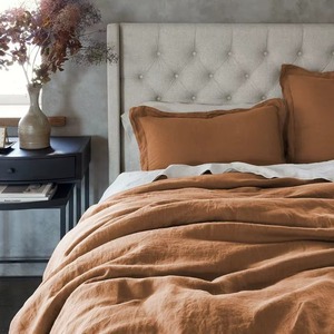 Ensemble de housse de couette en lin lavé à 100 %, 3 pièces, literie vintage, ensembles de housses de couette - Product Image 1