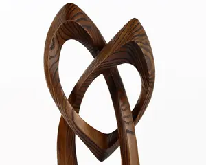 Statue abstraite contemporaine en bois sculptée à la main, deux feuilles, décoration artistique moderne, sculpture pour un style romantique et symbolique. - Product Image 2