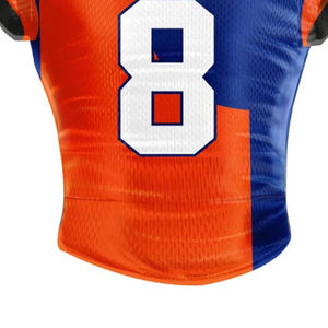 เสื้อฟุตบอลอเมริกันคุณภาพสูง พิมพ์ลายโลโก้ทีมตามสั่ง แบบซับลิเมชั่น เสื้อกีฬาแขนสั้น แห้งเร็ว ระบายอากาศดี ผลิตโดยโรงงาน OEM - Product Image 2