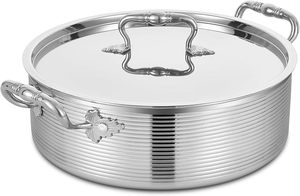 Cacerolas Modernas de Acero Inoxidable con Tapa de Vidrio Templado, Exterior Antiadherente, Aptas para Lavavajillas, 24 cm de Diámetro, Duraderas, Elegantes y Seguras para Alimentos - Product Image 5