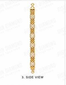 Luxury <b>Mens</b> Diamond Link Bracelet 18K Yellow Gold Geometric Micro Pave Designer Gold Chain High End Fine Jewelry Secure Clasp - Product Image 2