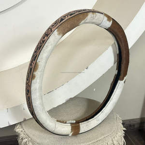 Housse de volant de voiture en cuir de vachette véritable, de haute qualité, travaillée à la main, respirante, protection du volant de voiture - Product Image 4