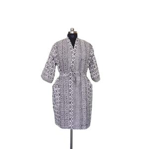 Automne confortable coton Kantha veste indien fête imprimé fleuri Hippie bohème avant matelassé 2 poches Bikini couverture manteau - Product Image 3