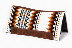 Manaal Enterprises Classic Western Saddle Pad Geometric Pattern <b>Brown</b> Leather Trim <b>Wool</b> Shell Fleece Fleece Riding Equestrian - Product Image 1