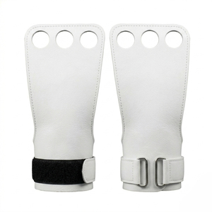 Agarraderas de Cuero Blancas Ajustables y Cómodas para Ejercicios de Dedos, Soporte para Fisicoculturistas - Product Image 1