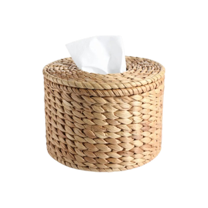 Boîte à mouchoirs ronde en jacinthe d'eau écologique de haute qualité, style vintage, couleur et logo personnalisés, meilleur choix pour la vaisselle - Product Image 2