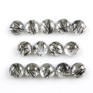 Cuarzo rutilado negro Natural de alta calidad AAA, cabujones de forma redonda lisa de 10mm, mayorista de piedras preciosas sueltas certificadas, tienda en línea - Product Image 2