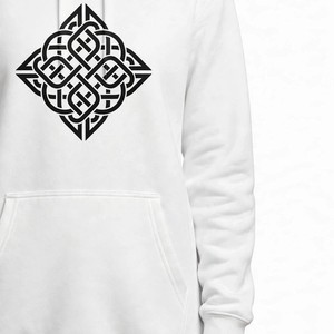 Sudadera con Capucha para Mujer NEXTEX, Diseño de Nudo Celta, Color Negro, Geométrico, con Bolsillo Tipo Canguro y Cordón Ajustable - Product Image 4