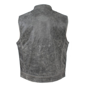 Chaleco de Cuero para Hombre al por Mayor, Chaleco de Motociclista de Cuero Genuino sin Mangas, Estilo Casual, Prenda Exterior de Moda, OEM - Product Image 2