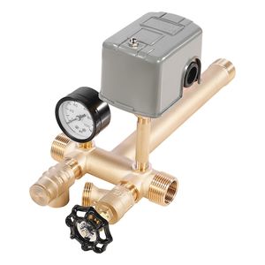 Kit di installazione in ottone puro da 7 pezzi per serbatoio a pressione con raccordo a T 1x11 e interruttore 40/60 PSI per il riempimento di pozzi d'acqua - Product Image 1