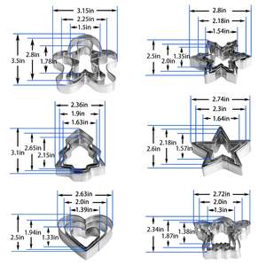 Ensemble de 18 emporte-pièces de Noël - 6 formes en acier inoxydable superposables (étoile, sapin, flocon de neige) - Moules de cuisson professionnels pour les fêtes - Product Image 2