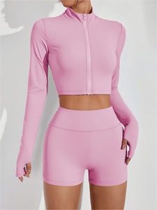 Ensemble de vêtements de yoga de luxe Atlaset en trois pièces pour femmes, vêtements de sport, soutien-gorge de sport sans couture, leggings taille haute, veste, OEM ODM, couleur personnalisée - Product Image 1