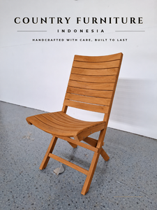 Chaise de salle à manger pliante en bois, dossier à lattes moderne, siège pliable pour l'extérieur - Product Image 1