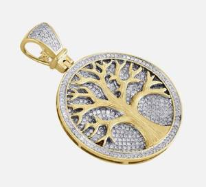 Colgante Espiritual Medallón Árbol de la Vida de Plata 925 con Moissanita Iced Out, Joyería Celta, Colgante HipHop Inspirado en la Herencia - Product Image 3