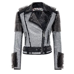 New Women's Luxury High Grade Genuine <b>Leather</b> Jacket <b>Rivet</b> Slim Breathable Winter - Product Image 1