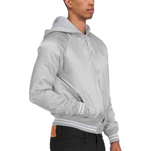 Blouson universitaire en satin personnalisable pour homme, style années 80 et 90, col montant, en polyester, avec lettrage, pour le printemps - Product Image 1