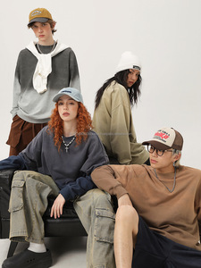 สเวตเตอร์เทอร์370gsm 2025สเวตเตอร์ผ้าฝ้ายหนาแบบวินเทจโอเวอร์ไซส์สำหรับผู้ชาย - Product Image 2