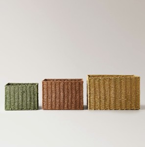 Cesto de Almacenamiento Rectangular de Ratán con Asas |   Cesta Organizadora de Mimbre Tejida a Mano para Juguetes y Ropa en el Armario - Product Image 1