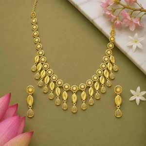 ชุดสร้อยคอทองชุบไมครอน 14K18K24K แบบขายส่ง สไตล์ดูไบ ชุดเครื่องประดับแฟชั่น ดีไซน์แบบดั้งเดิม - Product Image 3