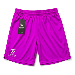 Nouveaux shorts pour hommes, shorts de sport violets, taille élastique, séchage rapide, logo imprimé par transfert thermique, équipement d'entraînement performant - Product Image 1