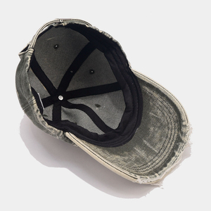 <b>Distressed</b> Denim Baseball Hats Washed Jeans Hat High Quality Custom Embroidery Adjustable Denim Dad Hats - Product Image 3