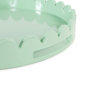 Bandeja de servir redonda de madera verde de diseño elegante con acabado sofisticado para tocador, hogar, cocina, hotel y uso decorativo, procedente de la India. - Product Image 4