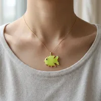 Collier pendentif tendance en forme de poisson pour femme, pierre précieuse naturelle Préhnite Jade, style unique, best-seller, bijoux à porter au quotidien