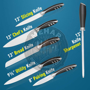 Hot Product Sustainable Factory Manufacture Wood Handle Steel Powder Coated Kitchen <b>Knife</b> <b>Set</b> - Product Image 2