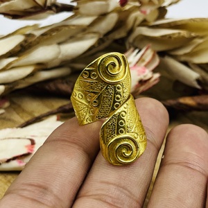 Trendy Design Shield Rings Boho Brass Tribal For Women Antique Brass Finish Swirl <b>Wrap</b> Statement Jewelry For Wholesale/OEM/ODM - Product Image 5