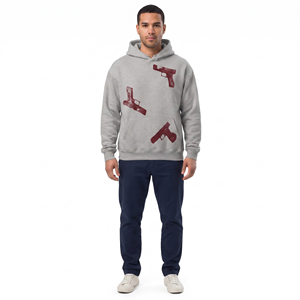 Sudadera con Capucha Oversize para Hombre, Gris, con Estampado Gráfico, 100% Algodón, con Bolsillo Canguro y Hombros Caídos - Product Image 1