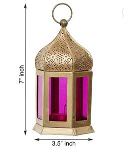 Linterna colgante de boda marroquí, decorativa, con cristal de color - Product Image 4