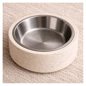 Exportador Indio Vende Elegantes y Ecológicos Comederos para Perros y Gatos de Piedra Natural Tallada, No Tóxica, Comederos de Travertino para Mascotas, Uso en Interiores, Modernos - Product Image 1