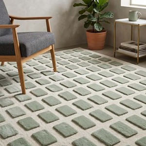 Tapis contemporain vert sauge uni en laine, doux et moelleux, idéal pour les animaux domestiques, tapis de bureau extra épais, décoration intérieure - Product Image 3