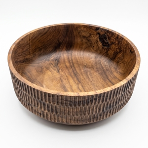 Cuenco de Madera de Teca Maciza de Grado Alimenticio, Tallado y Acanalado, para Ensaladas, Hecho a Mano, Utensilio de Cocina de Madera, Vajilla Premium Balinesa - Product Image 1