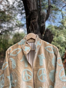 Premium Handmade 100% Cotton <b>Velvet</b> Woven Embroidered Floral Bomber <b>Jacket</b> for Women Reversible Boho Autumn Winter Cotton Lining - Product Image 3
