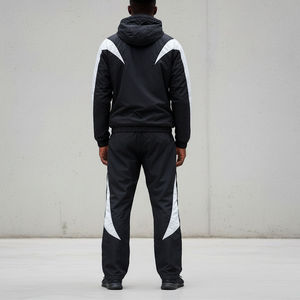 Men's Black White Solid Eco-friendly Lightweight Tracksuit Full <b>Zip</b> <b>Hooded</b> Sporty Jacket Pants Set Windproof Nylon Autumn Wear - Product Image 3