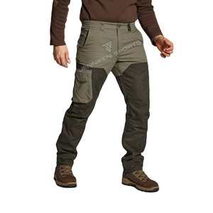 Pantalon de chasse style cargo 100% coton, fermeture à glissière en tissu et boutons, poches arrière, boucles de ceinture - Product Image 1