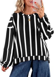 Sudadera Unisex a Rayas de Manga Larga, Corte Holgado, Cuello Redondo, Tejido Informal, Colección Otoño/Invierno - Product Image 5