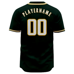 Maillot de baseball vert foncé à manches courtes, boutonné, uniforme d'équipe personnalisé, respirant, en polyester, chemise de sport athlétique - Product Image 3