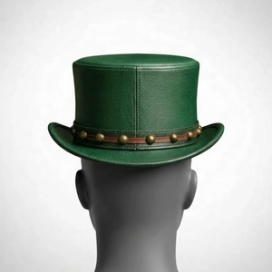 Sombrero de Copa de Cuero Estilo Vintage para Hombre y Mujer, Elegante Sombrero de Corona Alta para Fiestas y Eventos Temáticos - Product Image 4