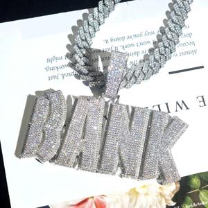 Collar con Nombre Personalizado con Incrustaciones de Diamantes, Cadena Cubana, Colgante con Letra, Joyería Hip Hop en Línea en India - Product Image 3