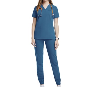 Vente chaude Uniformes médicaux écologiques pour médecins et infirmières, ensembles de blouses médicales, hauts à manches courtes, pantalons, toile, couleur personnalisée, unisexe, hôpital - Product Image 1