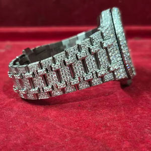 Reloj de Lujo al por Mayor, Estilo Antiguo, Clásico, con Moissanita, Diamantes, Cuarzo, Digital, de Acero Inoxidable, con Engaste Invisible - Product Image 1