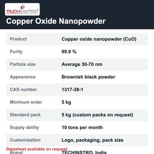 ผงนาโนออกไซด์ทองแดงความบริสุทธิ์สูง 99.9% อนุภาคนาโน CuO ขนาด 30-70 นาโนเมตร สำหรับเซรามิกและเม็ดสีแก้ว บรรจุภัณฑ์แบบขายส่งและแบบกำหนดเอง - Product Image 6